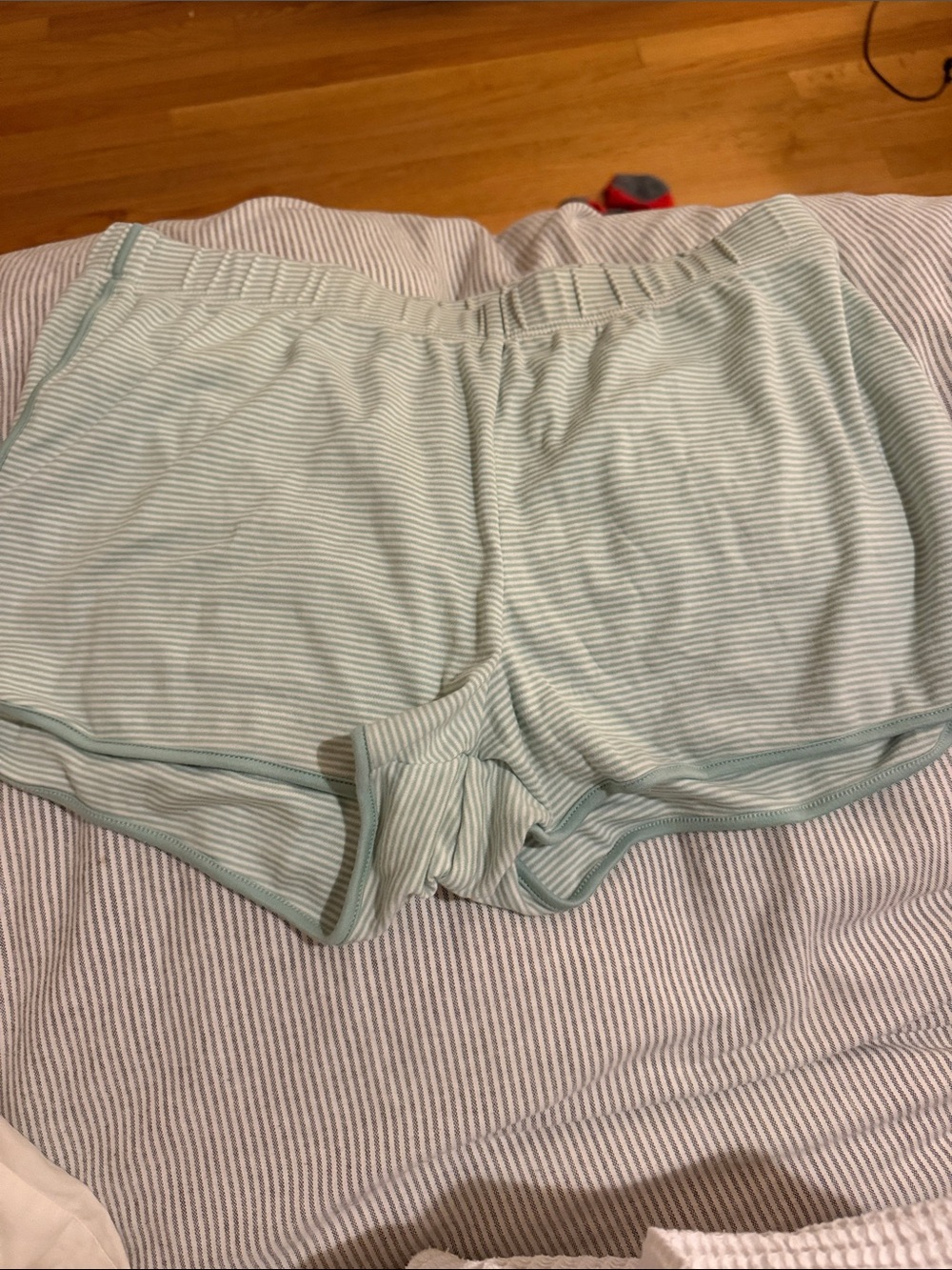 Striped Mint Lounge Sleep Shorts with Elastic Waist